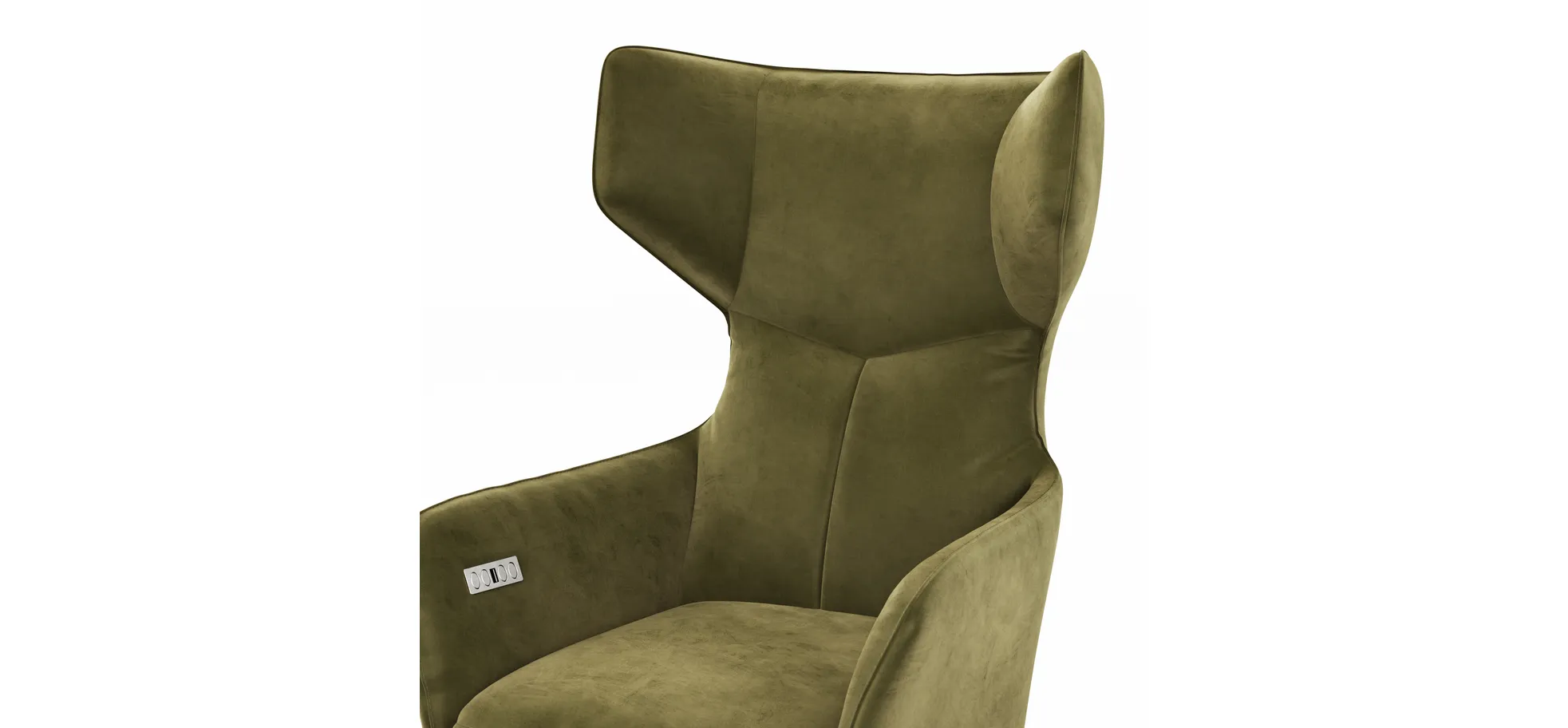 Sessel Noto Relax II - Rückenlehne und Fußteil verstellbar (motorisch), Velour, Schlammgrün