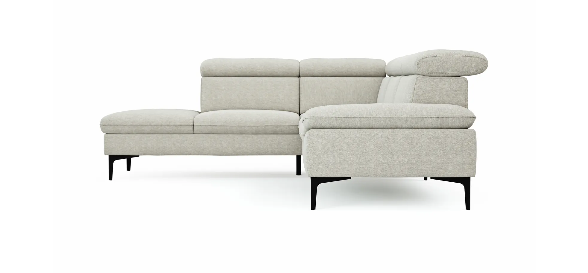 Ecksofa Felipa - Ecke links mit 2,5-Sitzer inkl. Kopfteil verstellbar, Stoff, Natur