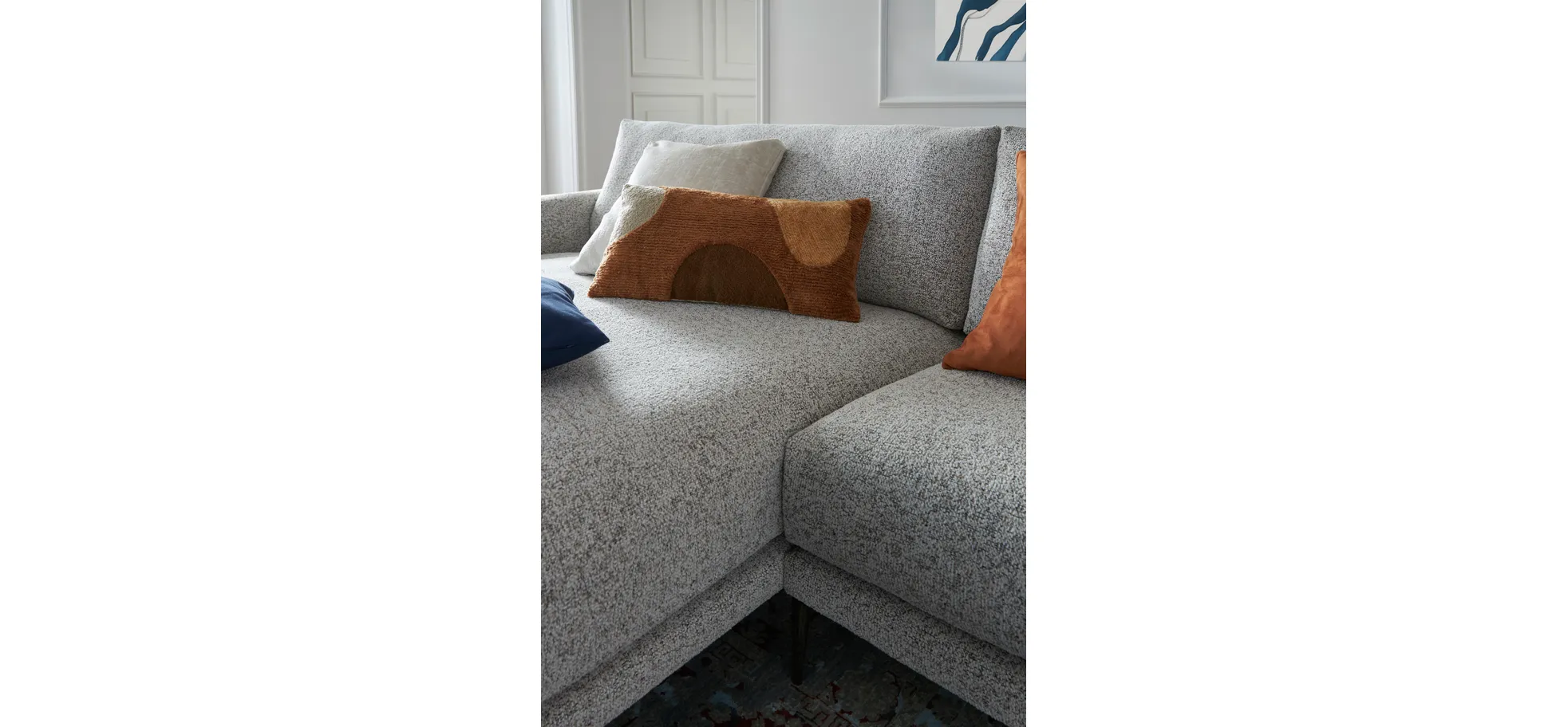 Ecksofa Cuneo Klassik - Longchair links, 2-Sitzer, Stoff, Hellgrau