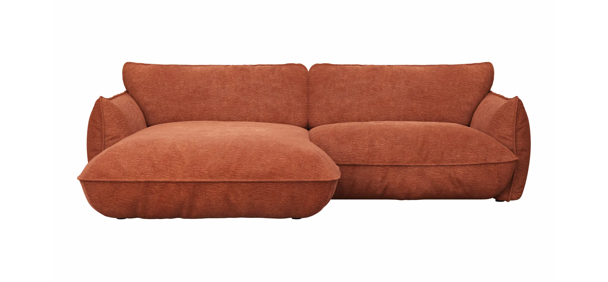 Ecksofa Fluffy - 2,5-Sitzer mit Longchair rechts inkl. Rückenlehne verstellbar, Stoff, Kupfer 9159056