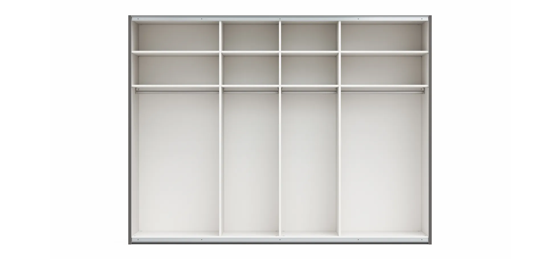 Schwebetürenschrank Viana - B ca. 301 cm, Lack, Steingrau