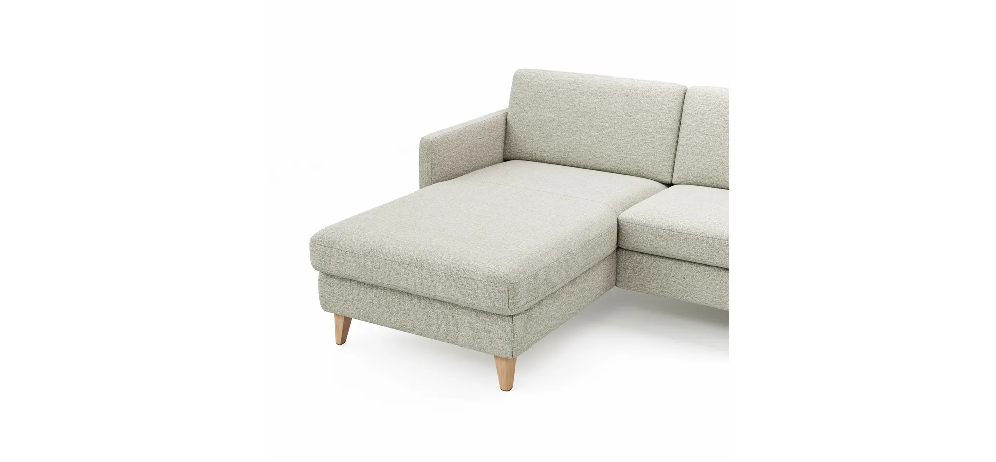 Ecksofa Arima - Longchair links mit 2,5-Sitzer, Stoff, Creme