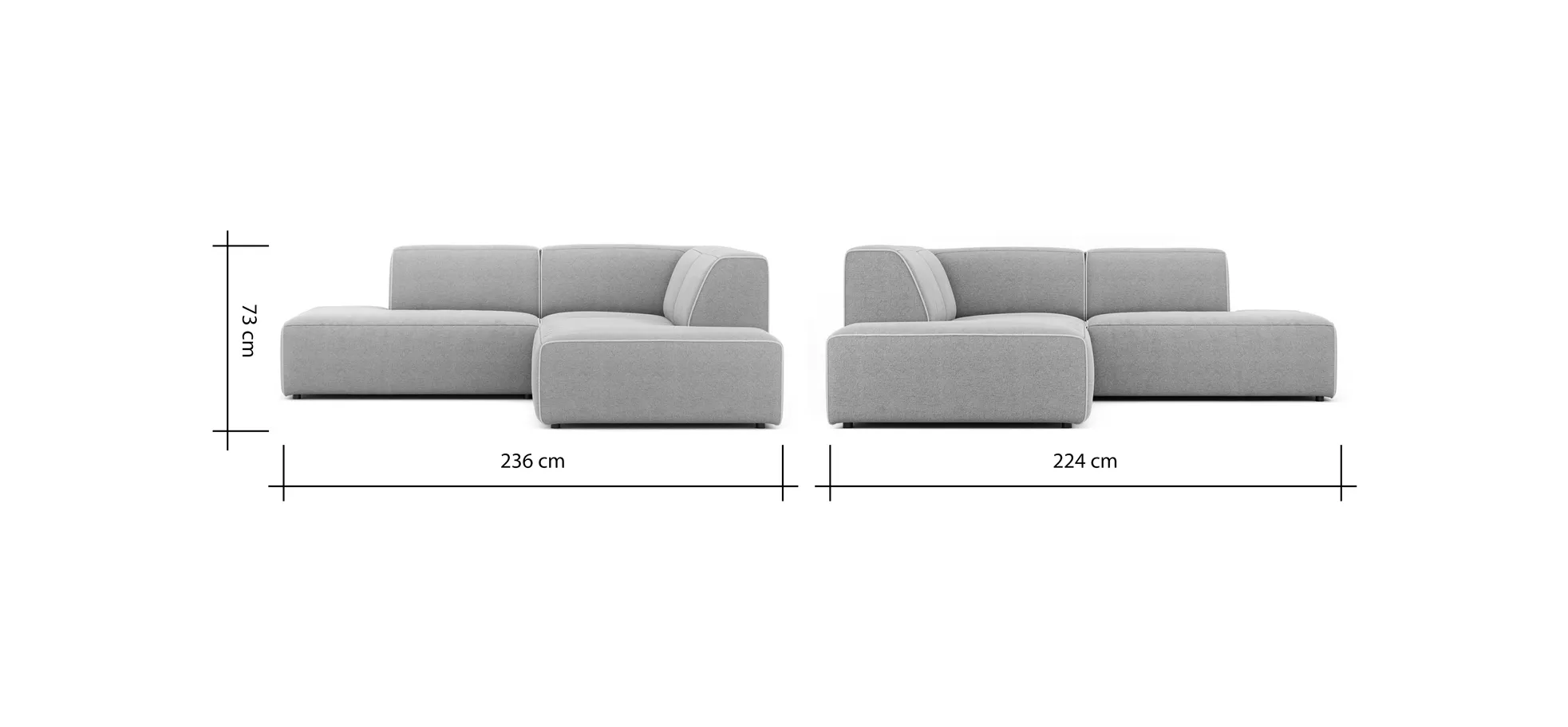Ecksofa Elementos - Ecke links mit 2,5-Sitzer, Stoff, Natur
