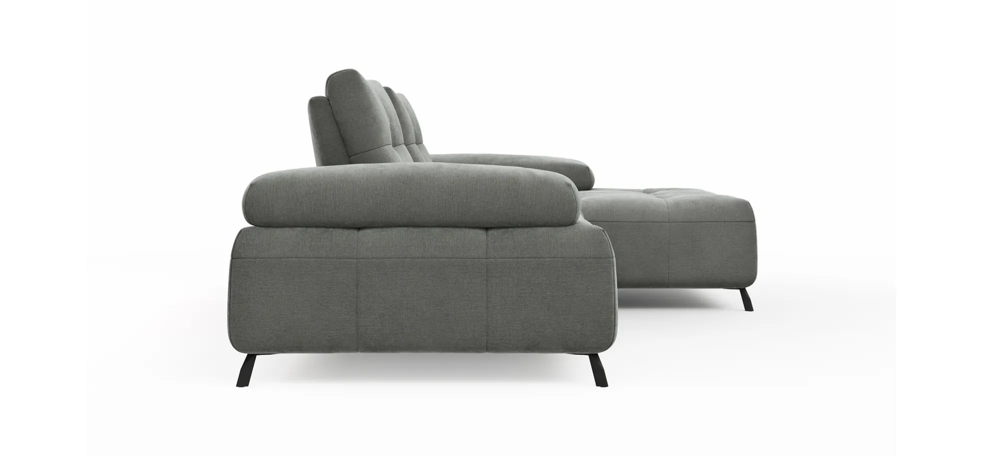 Ecksofa Comodo - 1-Sitzer, Longchair Rechts, Stoff, Hellgrau