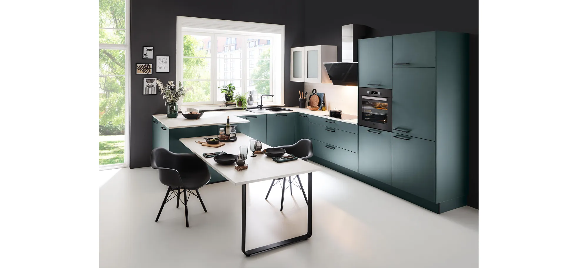 L-Küche 40.100 5 425, Black Green