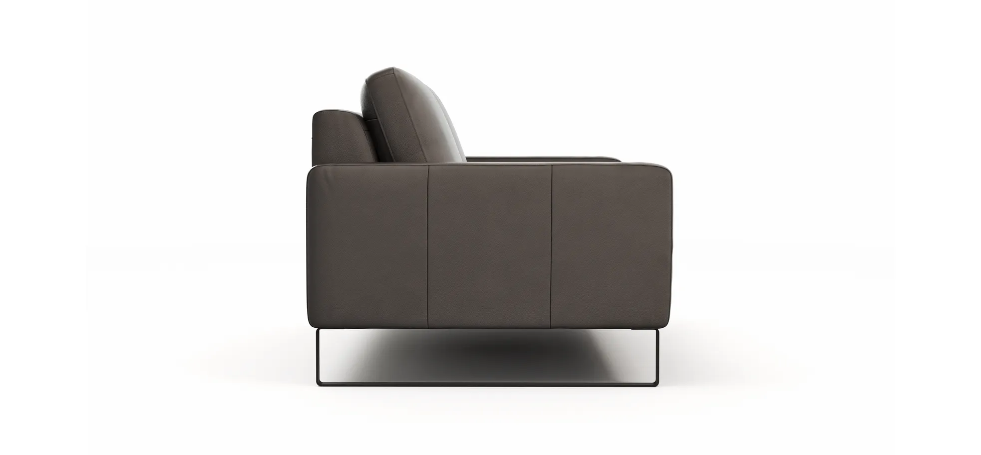 Sofa Enna - 3-Sitzer, Armlehne A, Leder, Schwarz, Kufe, Schwarz