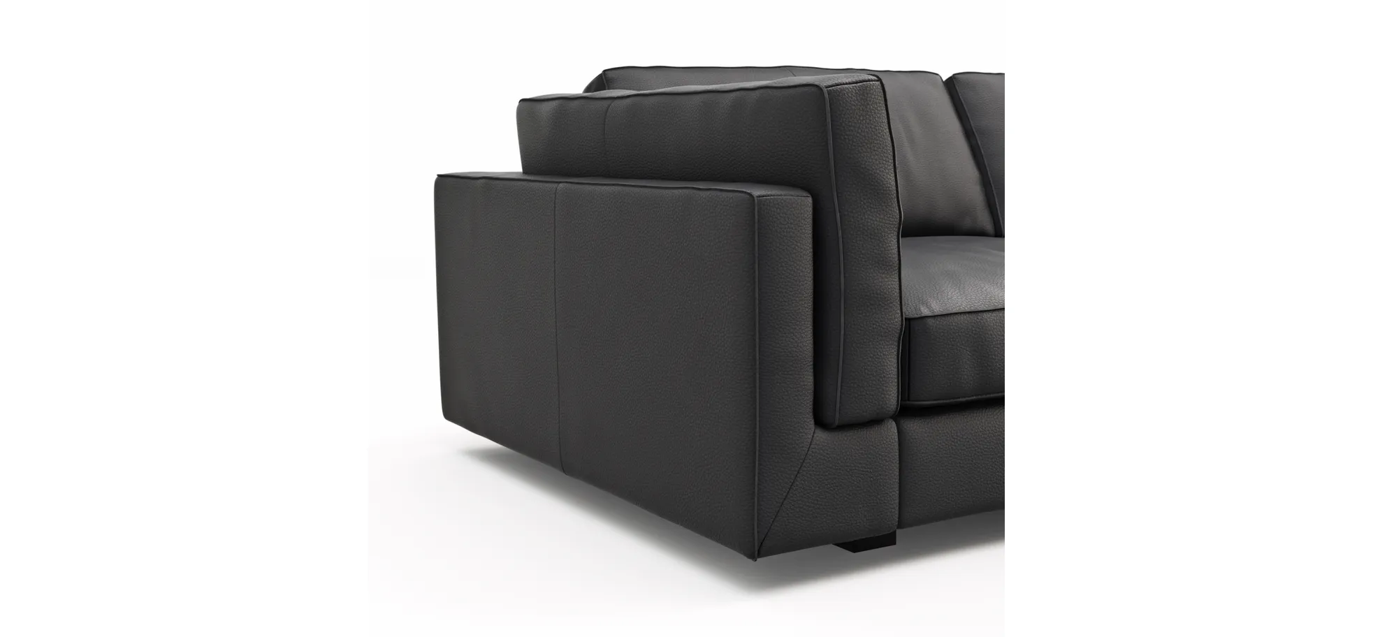 Sofa Aprino 3 - 3,5-Sitzer XL, Dickleder, schwarz, Armlehne Kissen