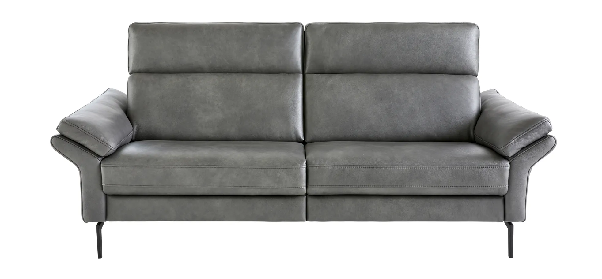 Sofa Atella - 3-Sitzer, inklusive Kopfteilverstellung, Leder, Anthrazit 3028985