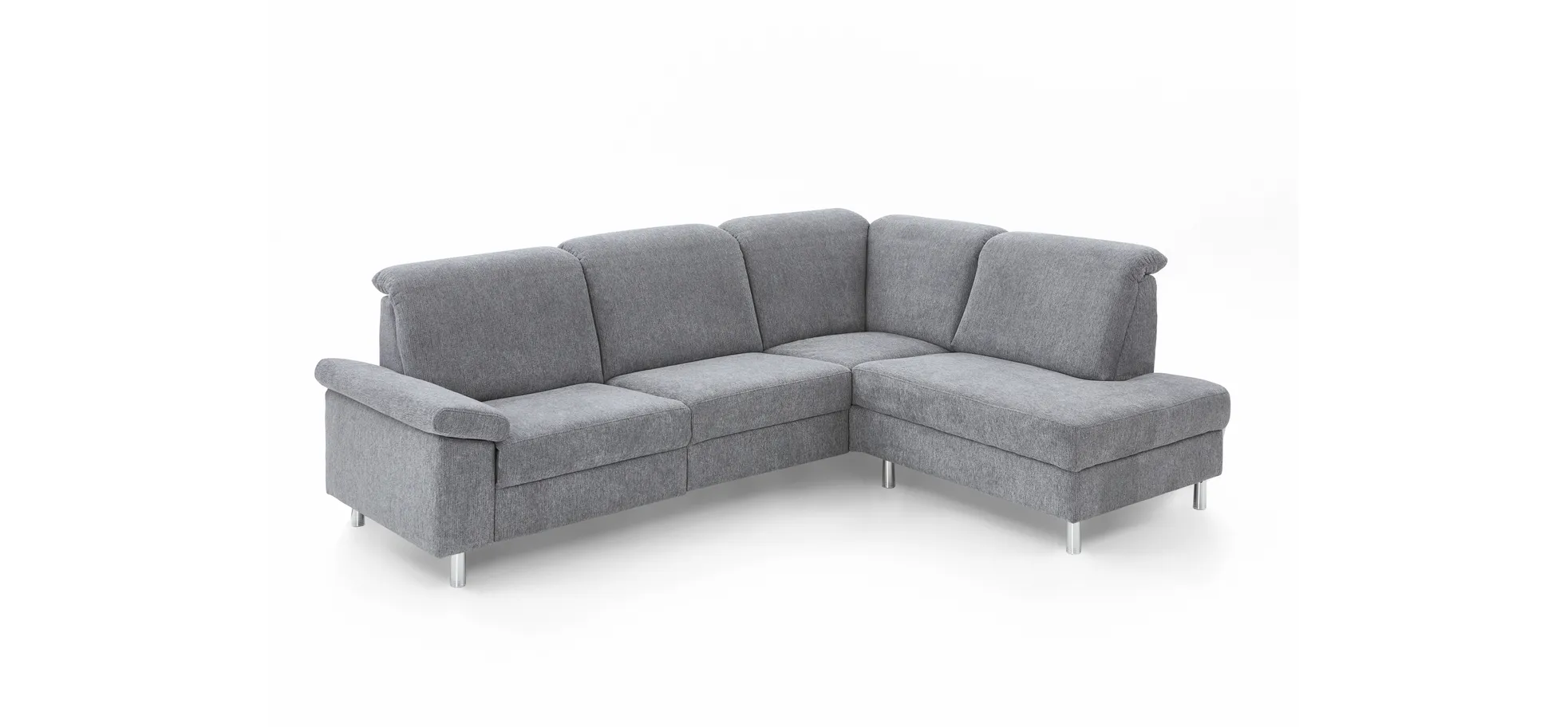 Ecksofa - 2-Sitzer mit Ecke rechts, Stoff, Platin