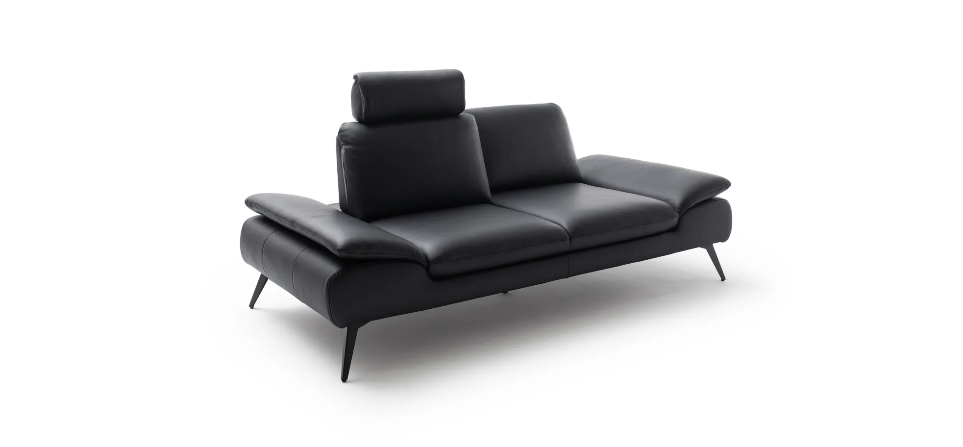 Sofa Collina - 2,5-Sitzer, Leder, Schwarz