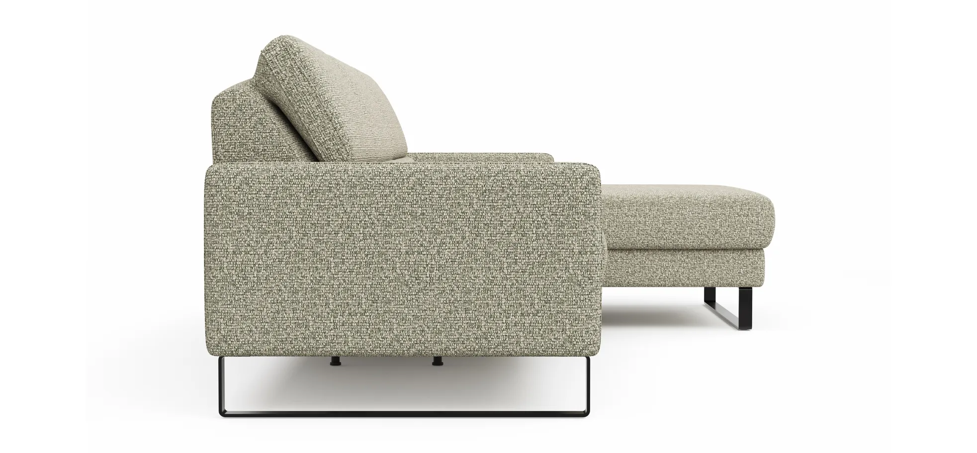 Ecksofa Valera - 3-Sitzer mit Longchair rechts inkl. Rückenlehne verstellbar, Stoff, Limone