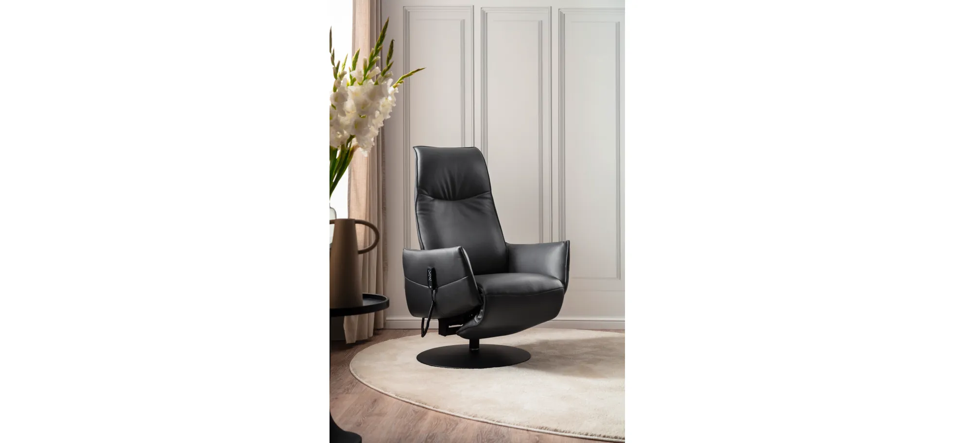 Relaxsessel Marsala - inklusive Motorischer Verstellung und Aufstehhilfe, Leder, Grau