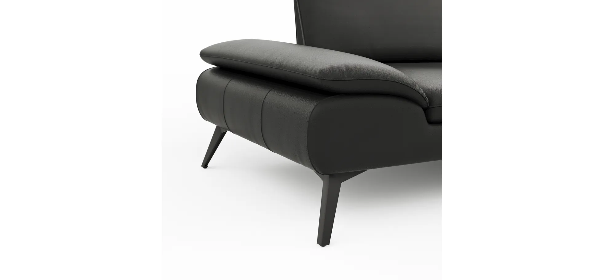 Sofa Collina - 3-Sitzer, Leder, Schwarz