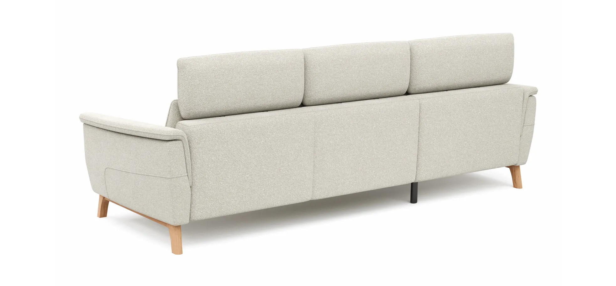 Ecksofa Nevin - Longchair links mit 2-Sitzer rechts, inkl. Kopfpolsterverstellung, Stoff, Weiß