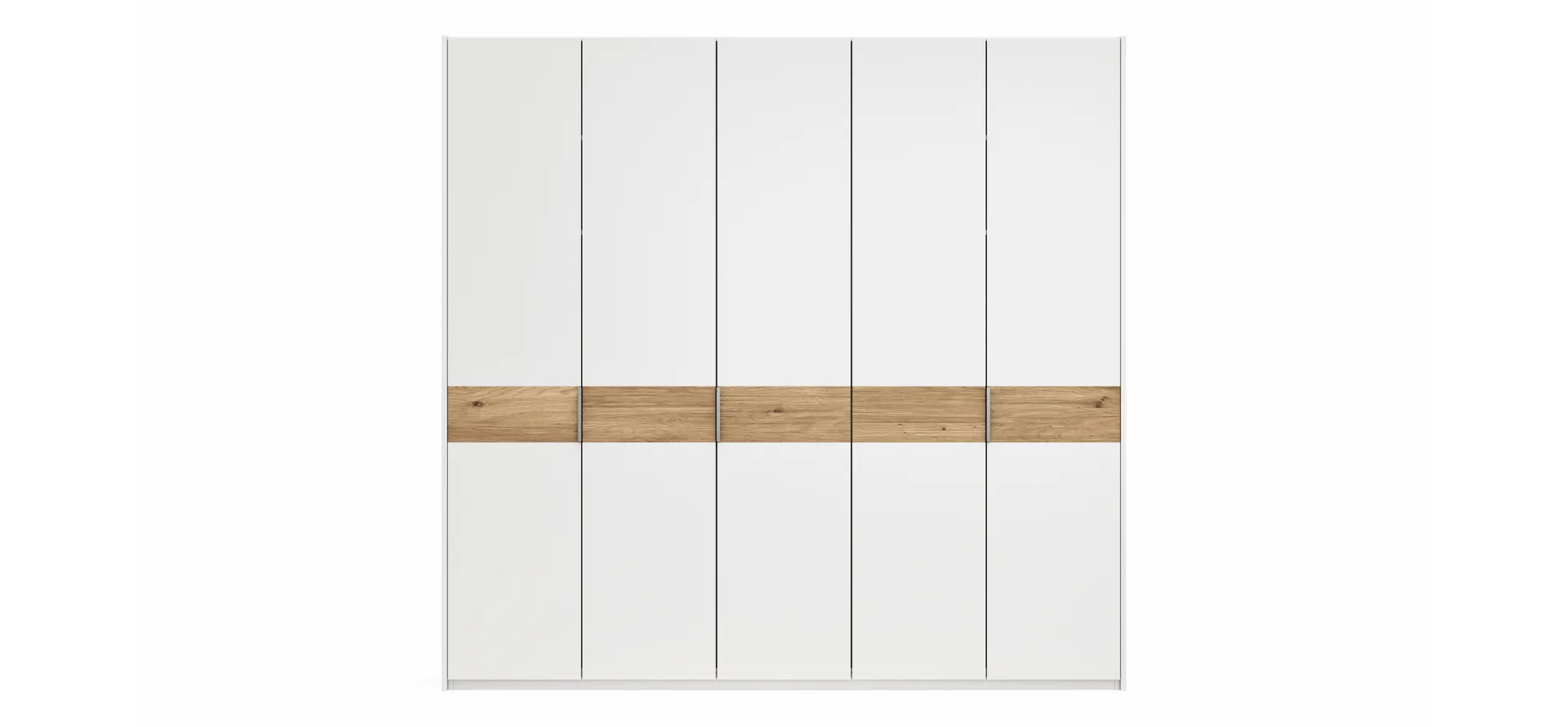 Drehtürenschrank Viana - B ca. 254 cm, Lack, Weiß, Riffholz, Wildeiche