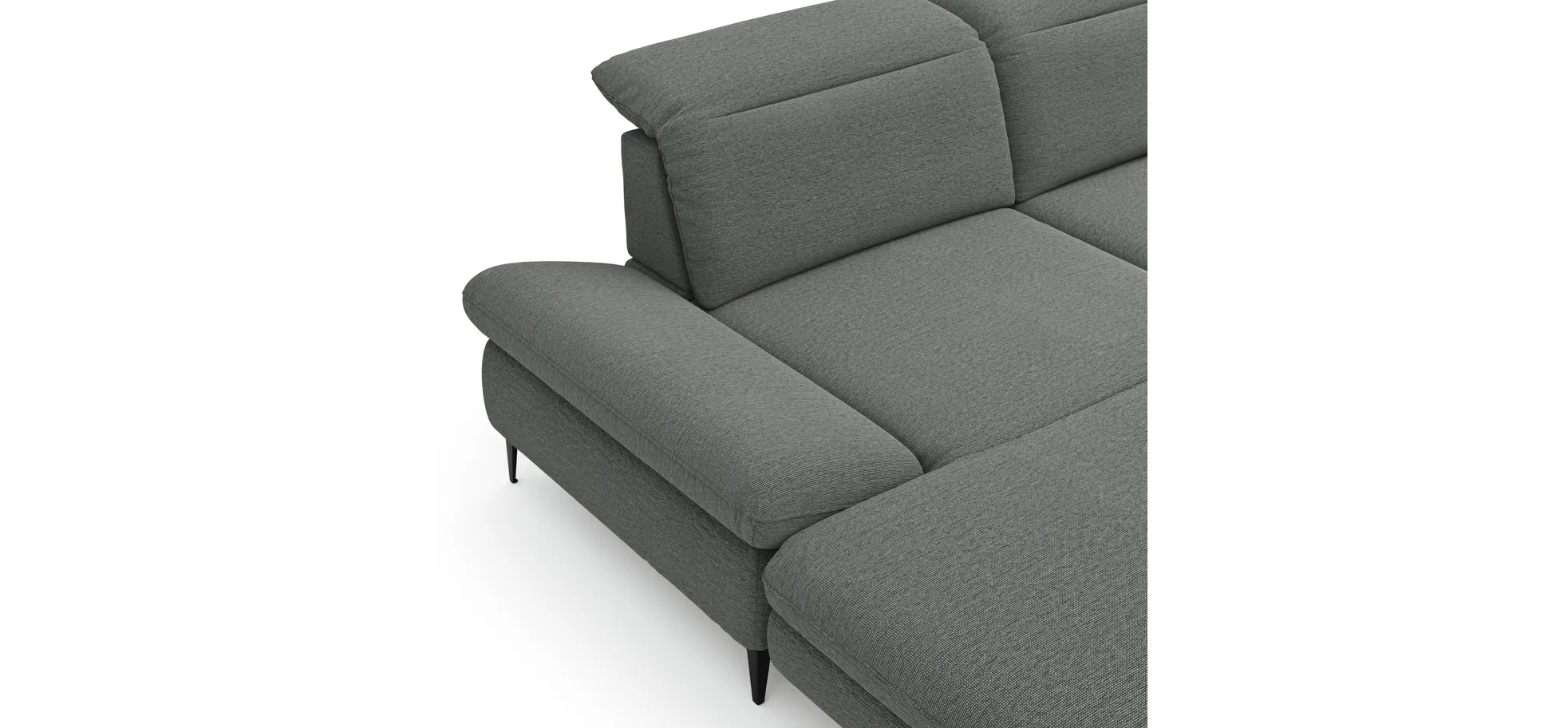 Ecksofa Alegria - Longchair links mit 1,5-Sitzer inkl. Kopfteil/ Armlehne/ Sitztiefe verstellbar, Stoff, Eisblau