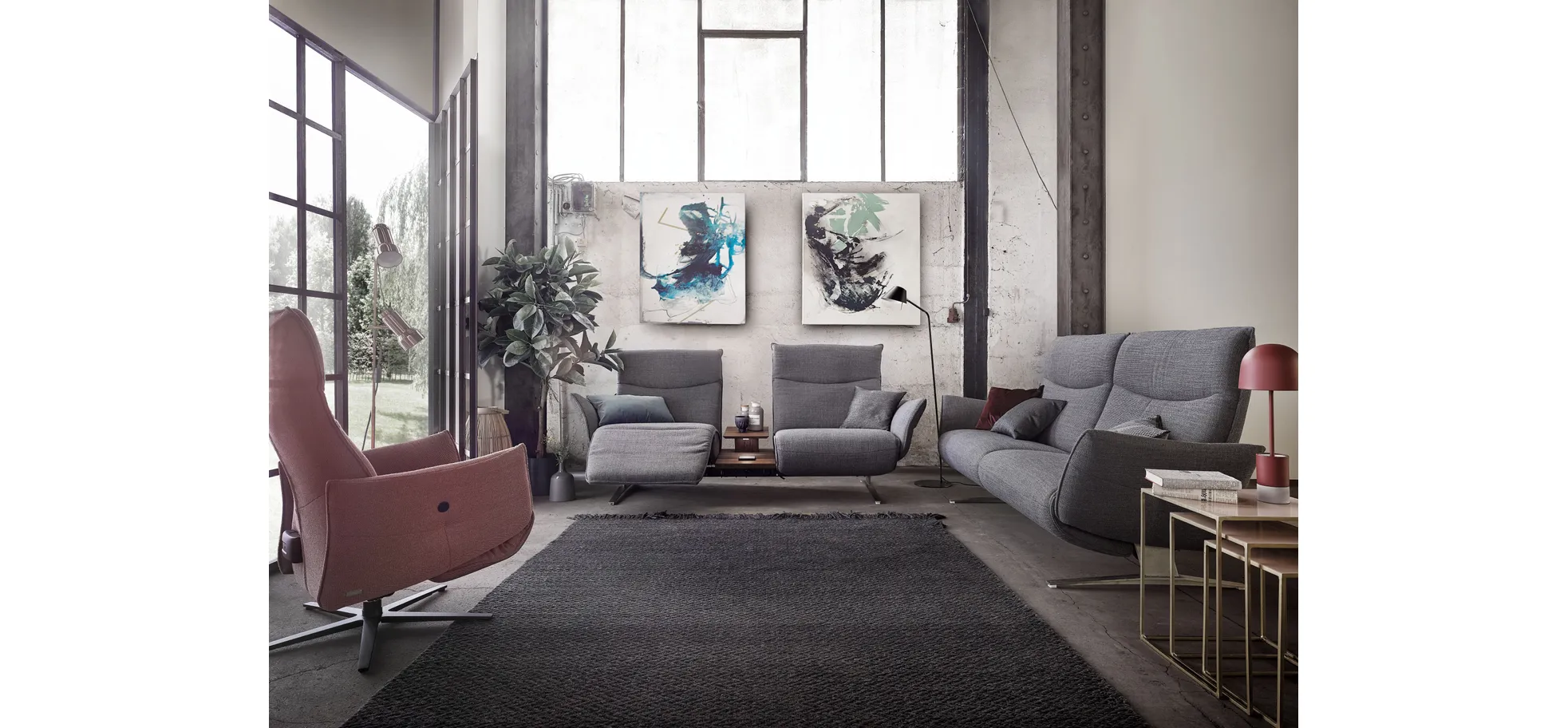Relaxsessel Marsala - Relaxfunktion (motorisch), Stoff, Altrosa