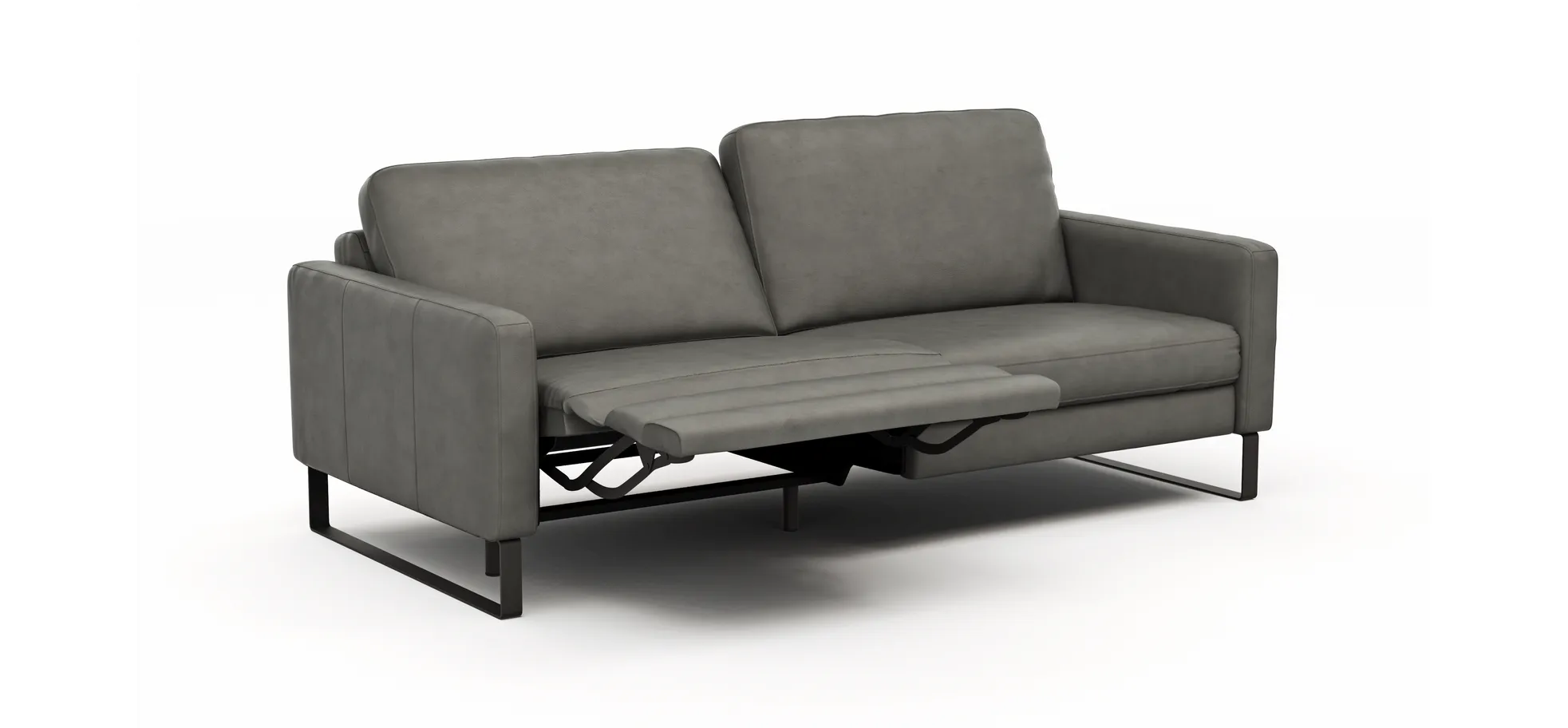 Sofa Enna - 3,5-Sitzer inklusive Relaxfunktion (motorisch) links, Leder, Grau