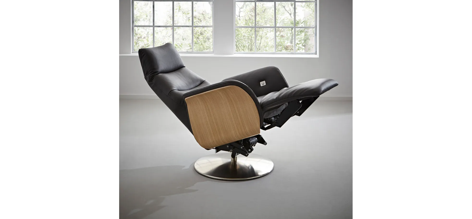 Relaxsessel Trona - Größe L, inkl. Relaxfunktion/ Kopfteil verstellbar (motorisch), Leder, Anthrazit