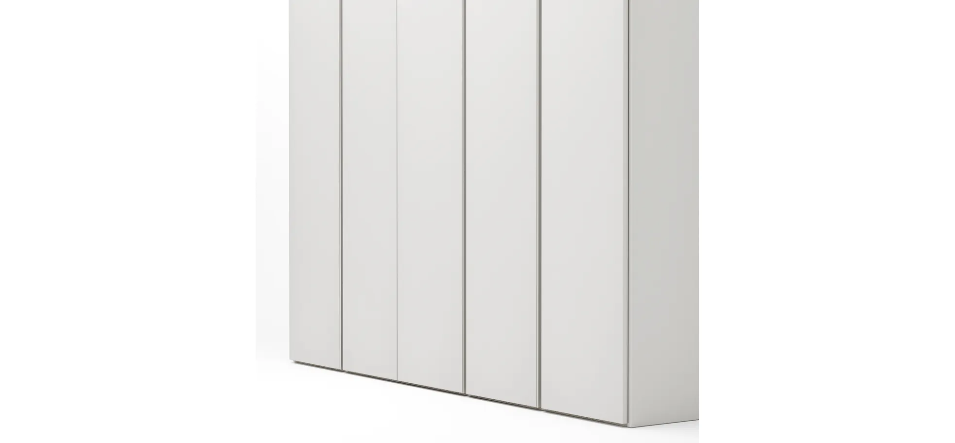 Drehtürenschrank Loretto - B ca. 254 cm, Melamin matt, Weiß