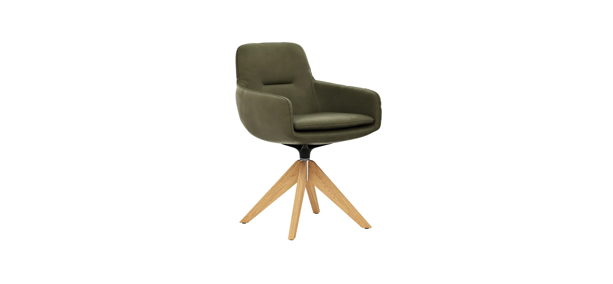 Armlehnstuhl Macano - drehbar, Leder, Olive 1022514