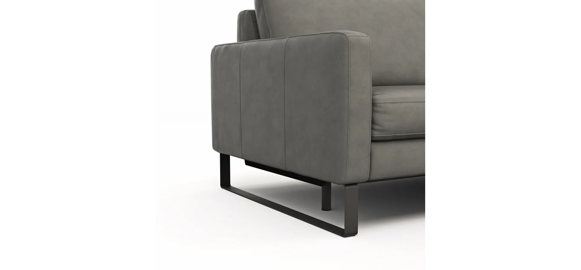 Sofa Enna - 3,5-Sitzer inklusive Relaxfunktion (motorisch) links, Leder, Grau