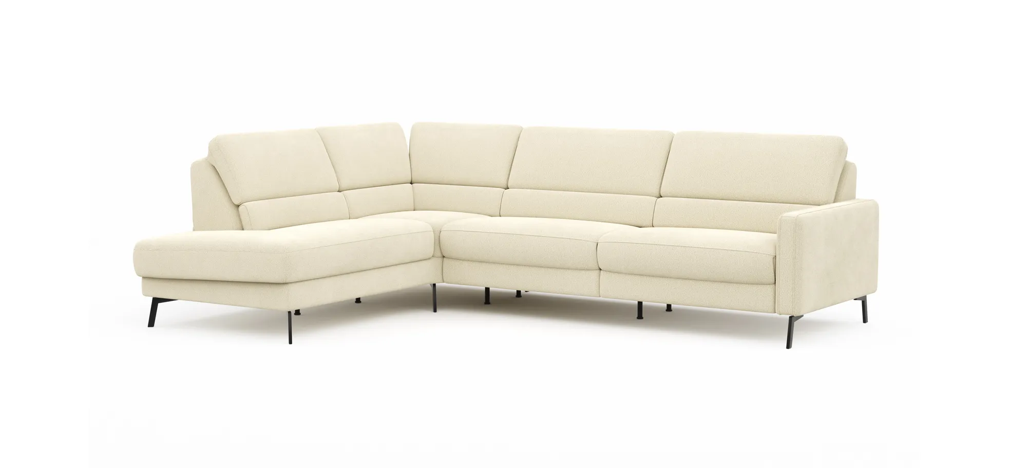 Ecksofa Valera - Ecke mit 3-Sitzer rechts inkl. Rückenlehne verstellbar, Stoff, Natur