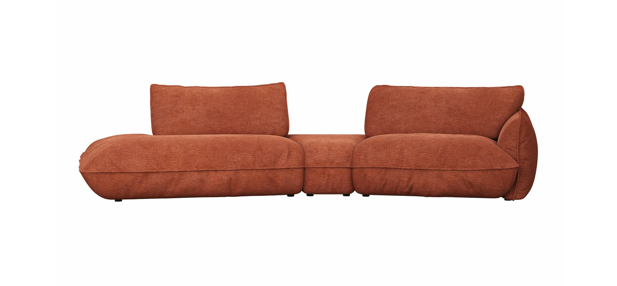 Trapezsofa Fluffy - 2-Sitzer mit Trapezelement und Abschlussteil inkl. Rückenlehne verstellbar, Stoff, Kupfer 9159066