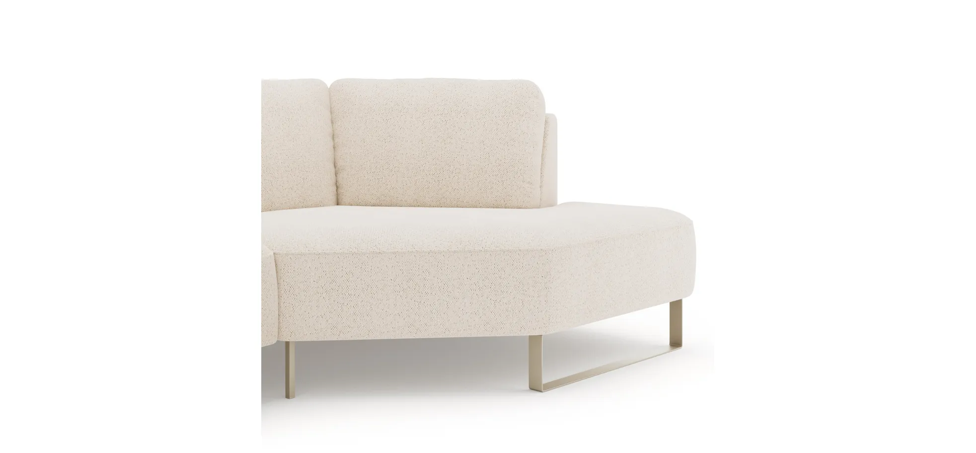 Ecksofa Leona - 2,5-Sitzer mit Ecke rechts, Stoff, Creme