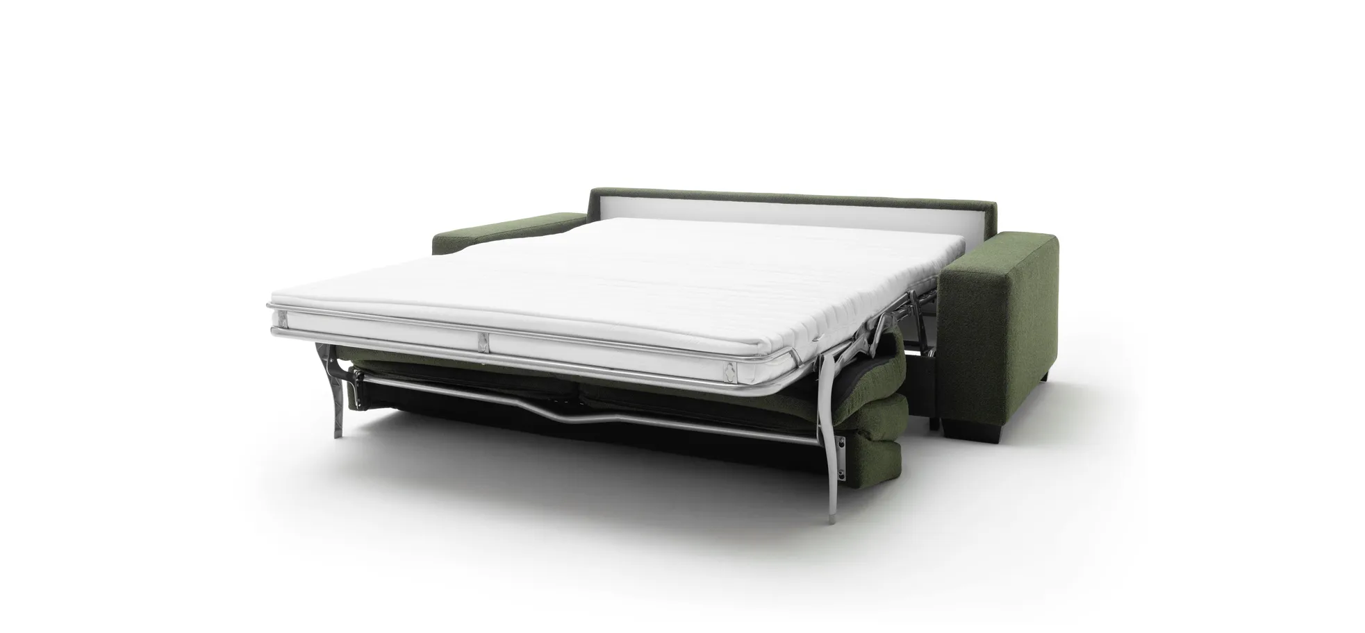 Sofa Nuoro - 3-Sitzer inkl. Schlaffunktion, Stoff, Olivgrün