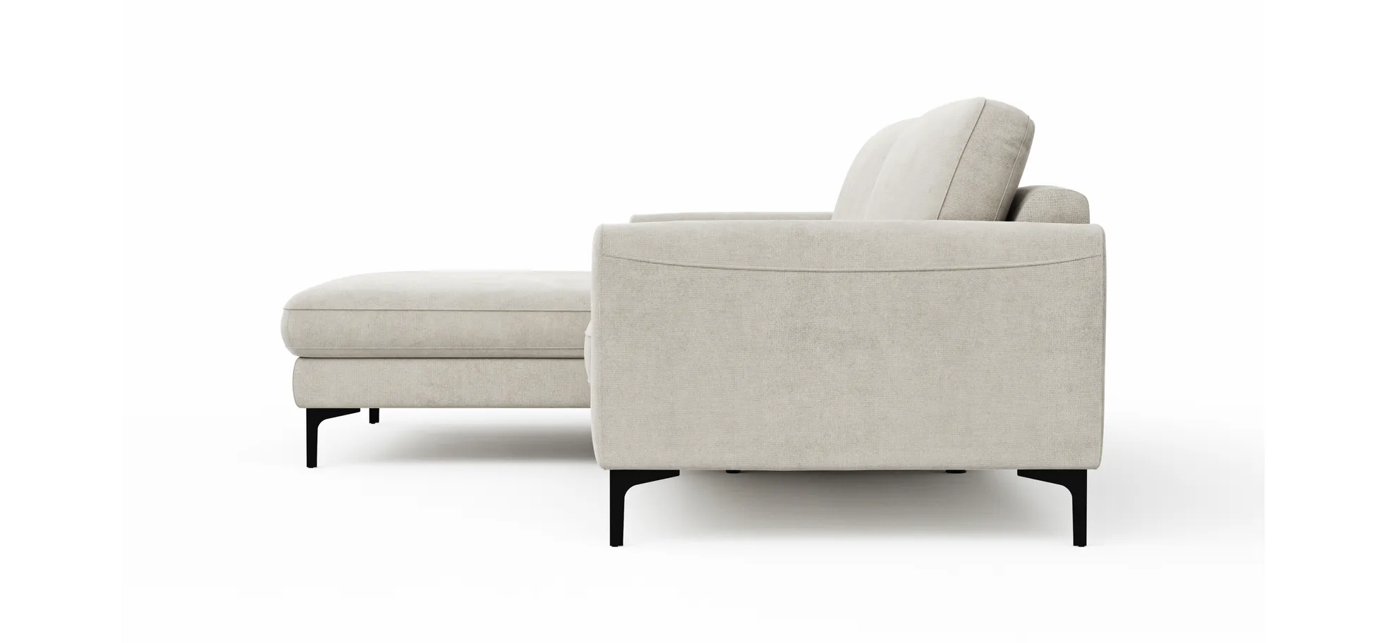 Ecksofa Oviedo - Longchair links mit 1,5-Sitzer, Stoff, Natur