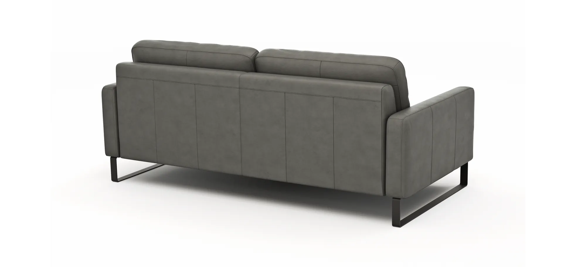 Sofa Enna - 3,5-Sitzer, Leder, Grau