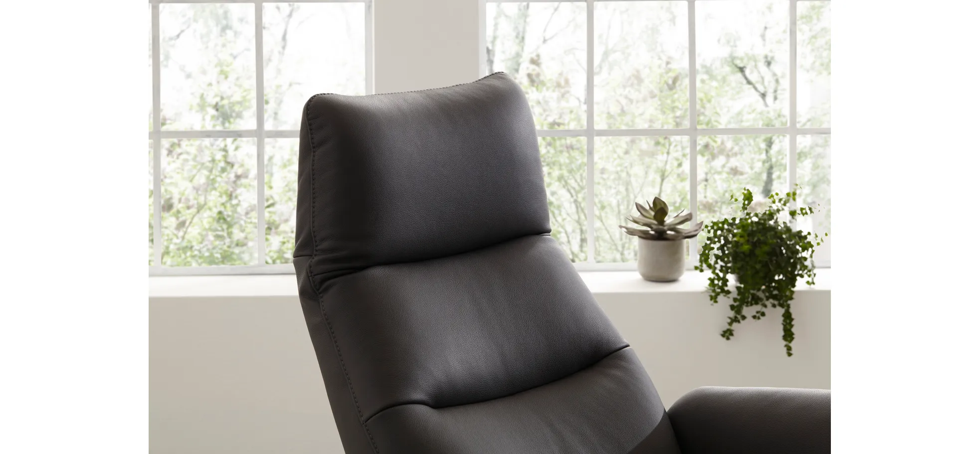 Relaxsessel Trona - Größe L, inkl. Relaxfunktion/ Kopfteil verstellbar (motorisch), Leder, Anthrazit