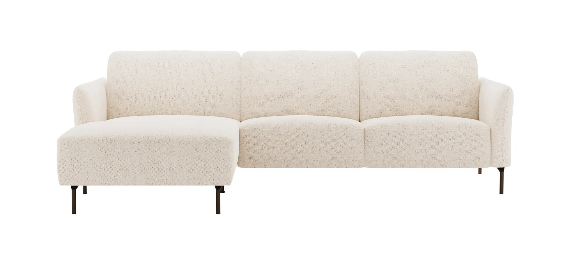 Ecksofa Leona - Longchair mit 3-Sitzer rechts inkl. Sitzvorzug motorisch, Stoff, Creme 1291427206