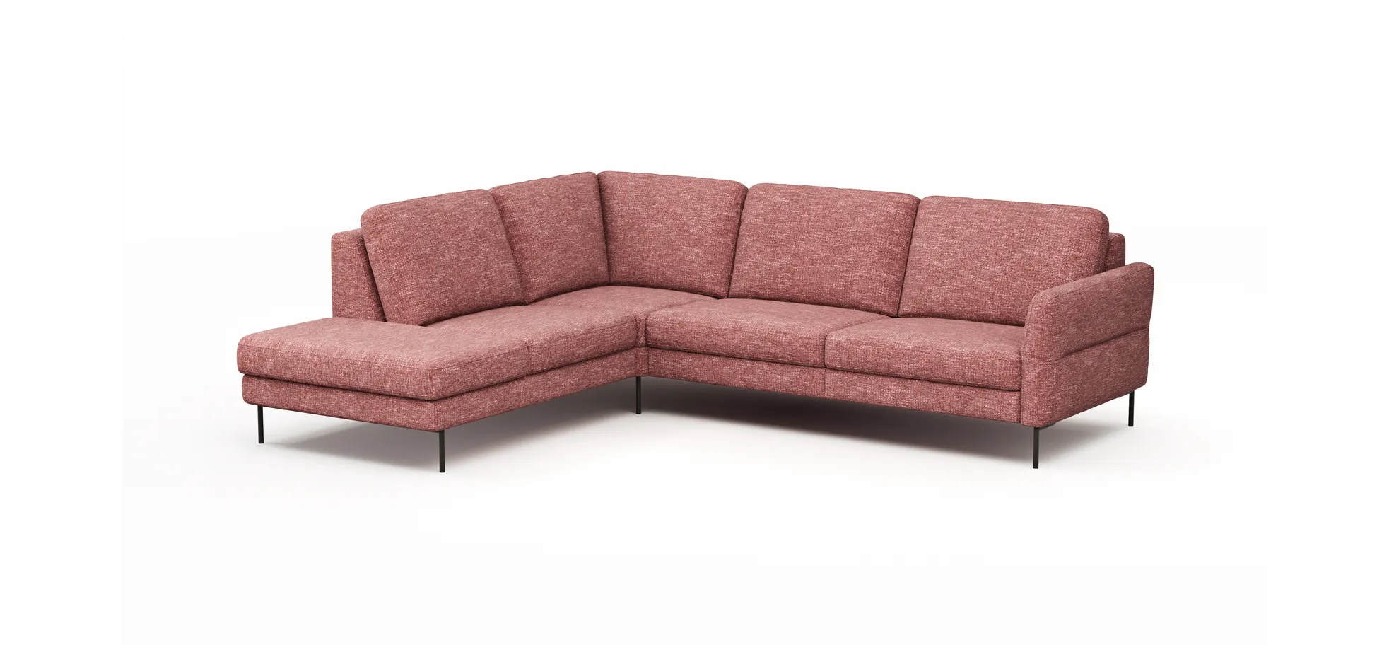 Ecksofa  Enna - Ecke links mit 3-Sitzer inklusive Sitzvorzug (motorisch), Stoff, Koralle