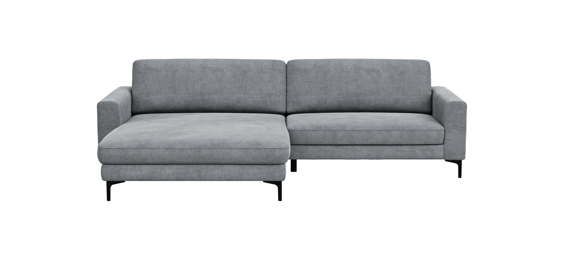 Ecksofa Oviedo - Longchair links mit 1,5-Sitzer, Stoff, Grau 102315