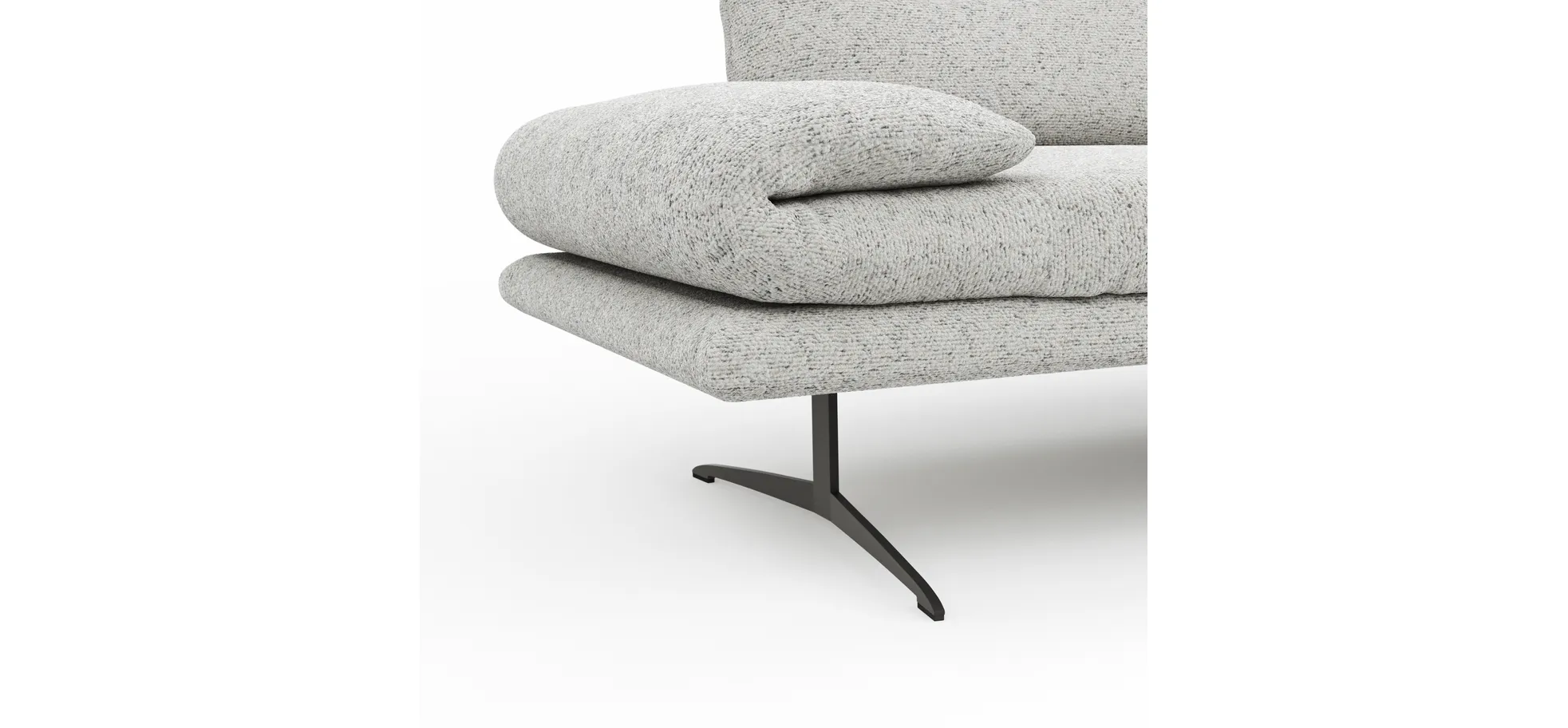 Ecksofa Lucero 2.0 - 2-Sitzer mit Longchair rechts inkl. Rückenlehne verstellbar, Stoff, Offwhite