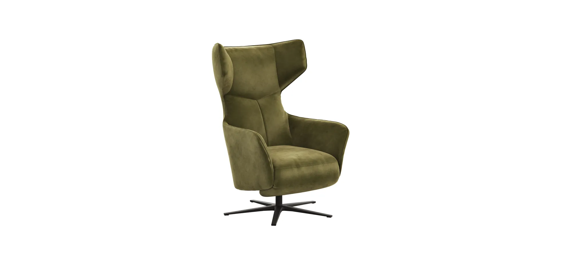 Sessel Noto Relax II - Rückenlehne und Fußteil verstellbar (motorisch), Velour, Schlammgrün 109256