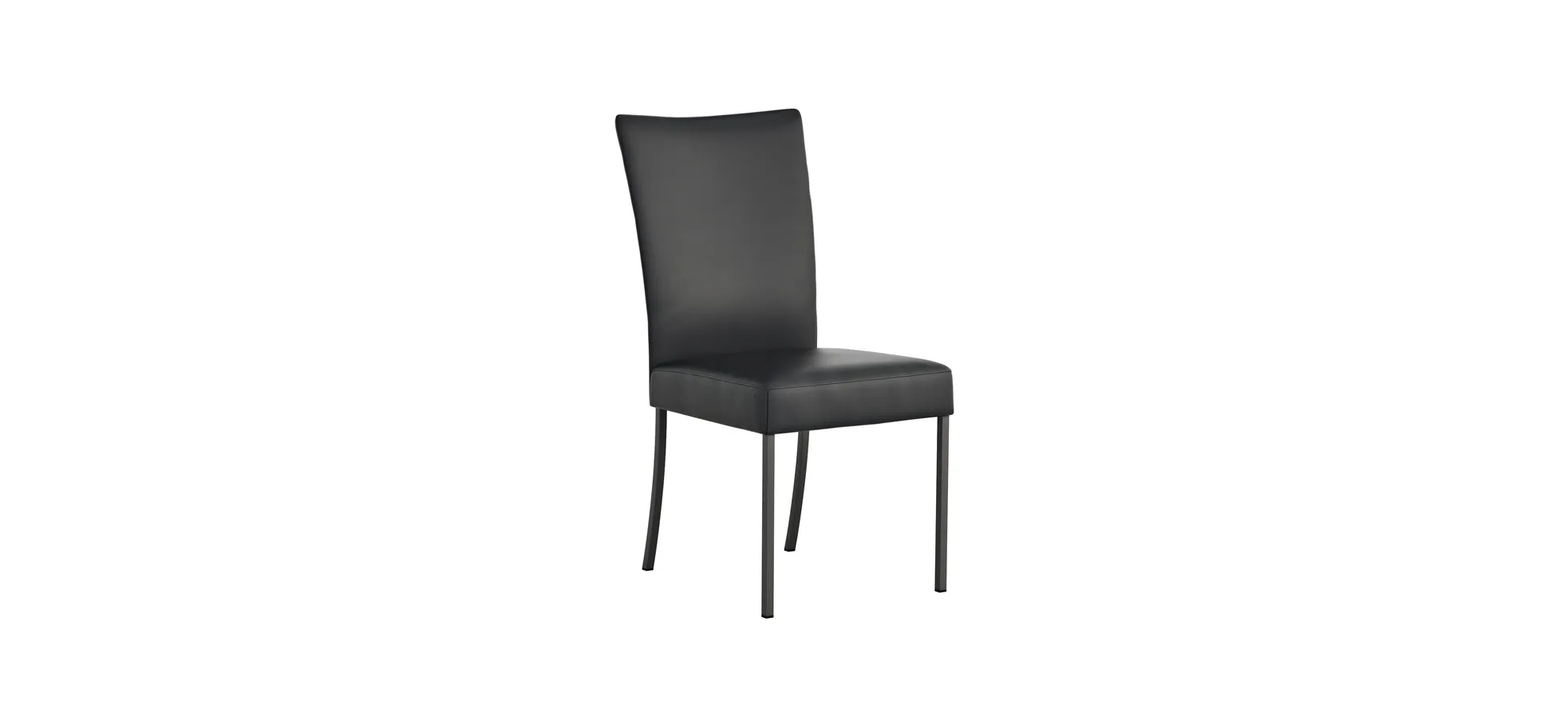 Stuhl Penthouse - Leder, Schwarz, 4 Fuß, Metall, Schwarz 104989