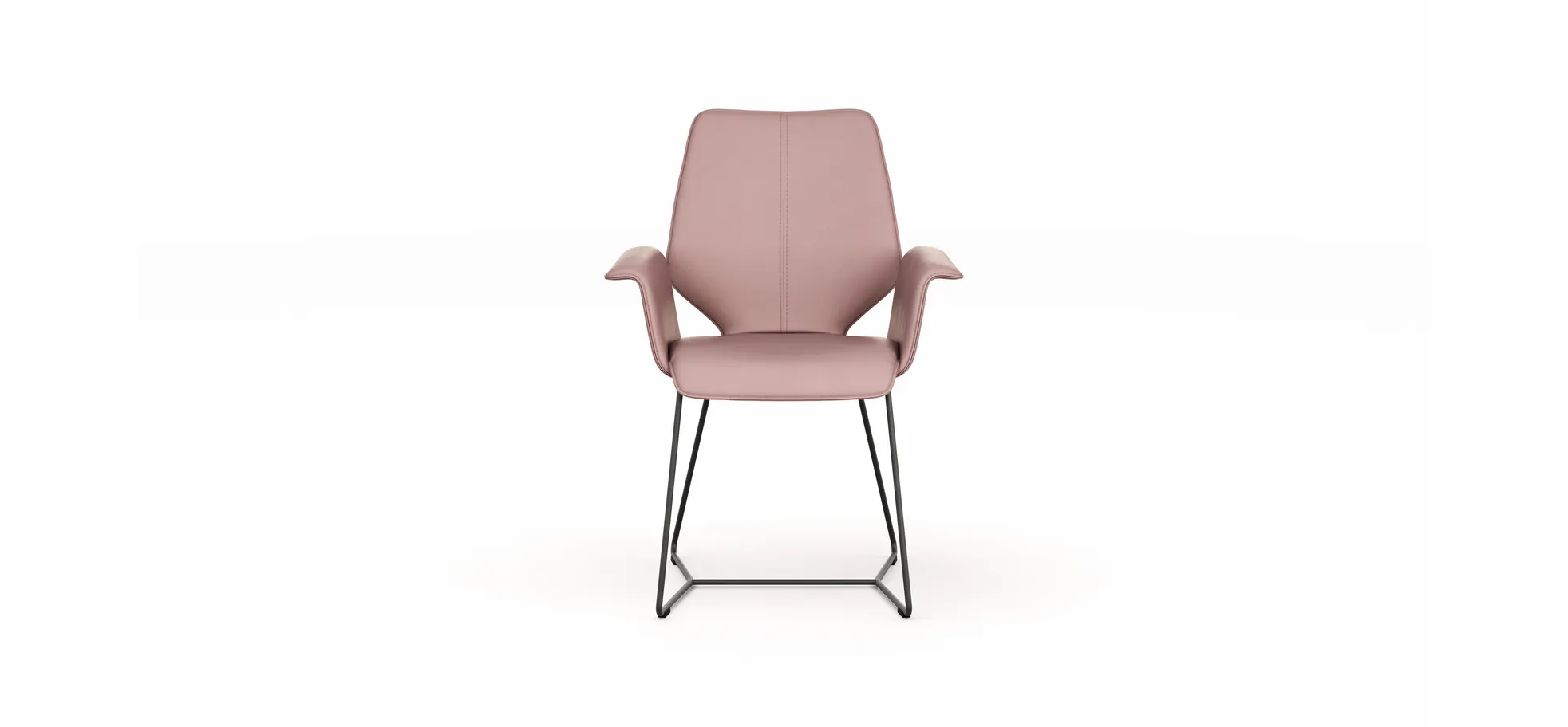 Armlehnstuhl Penthouse - Leder, Mauve, Kufen, Anthrazit
