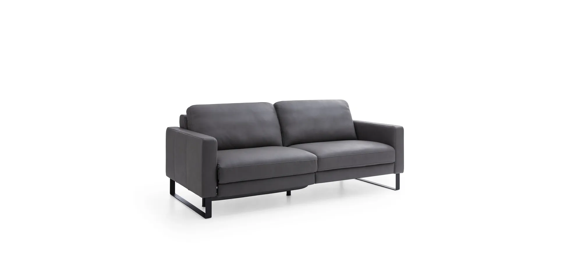 Sofa Enna - 3,5-Sitzer inklusive Relaxfunktion (motorisch) links, Leder, Grau