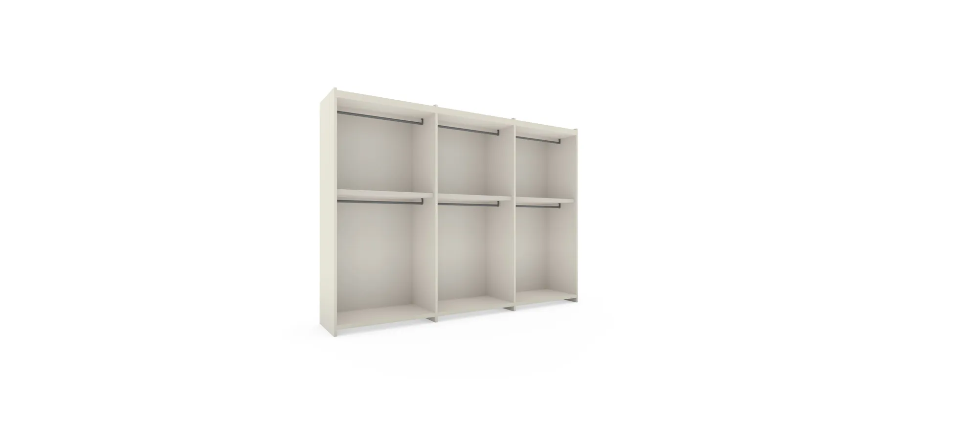 Schiebetuerenschrank Loretto - B ca. 304 cm, Lack, Hellgrau, Spiegel