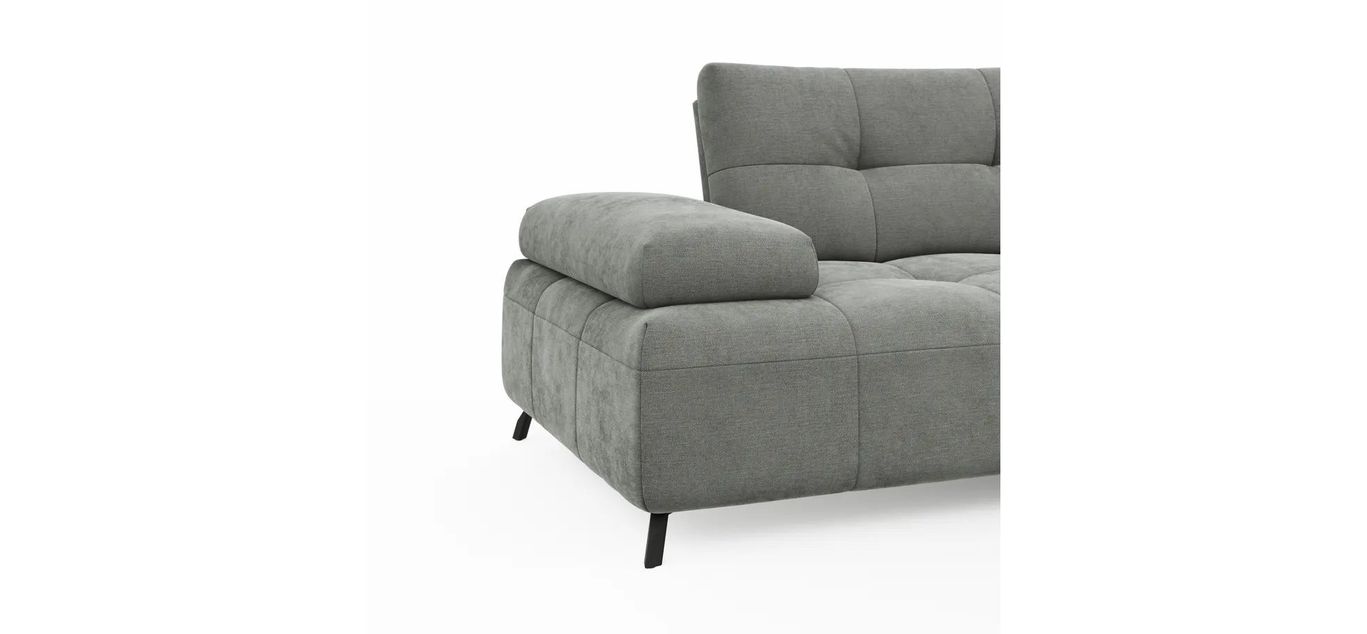 Ecksofa Comodo - 1-Sitzer, Longchair Rechts, Stoff, Hellgrau
