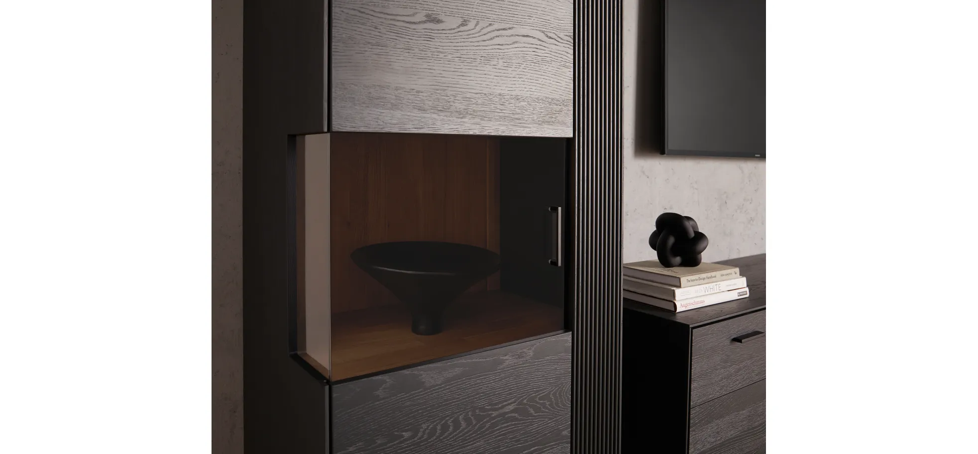 Vitrine Estana - Eiche massiv, Anthrazit