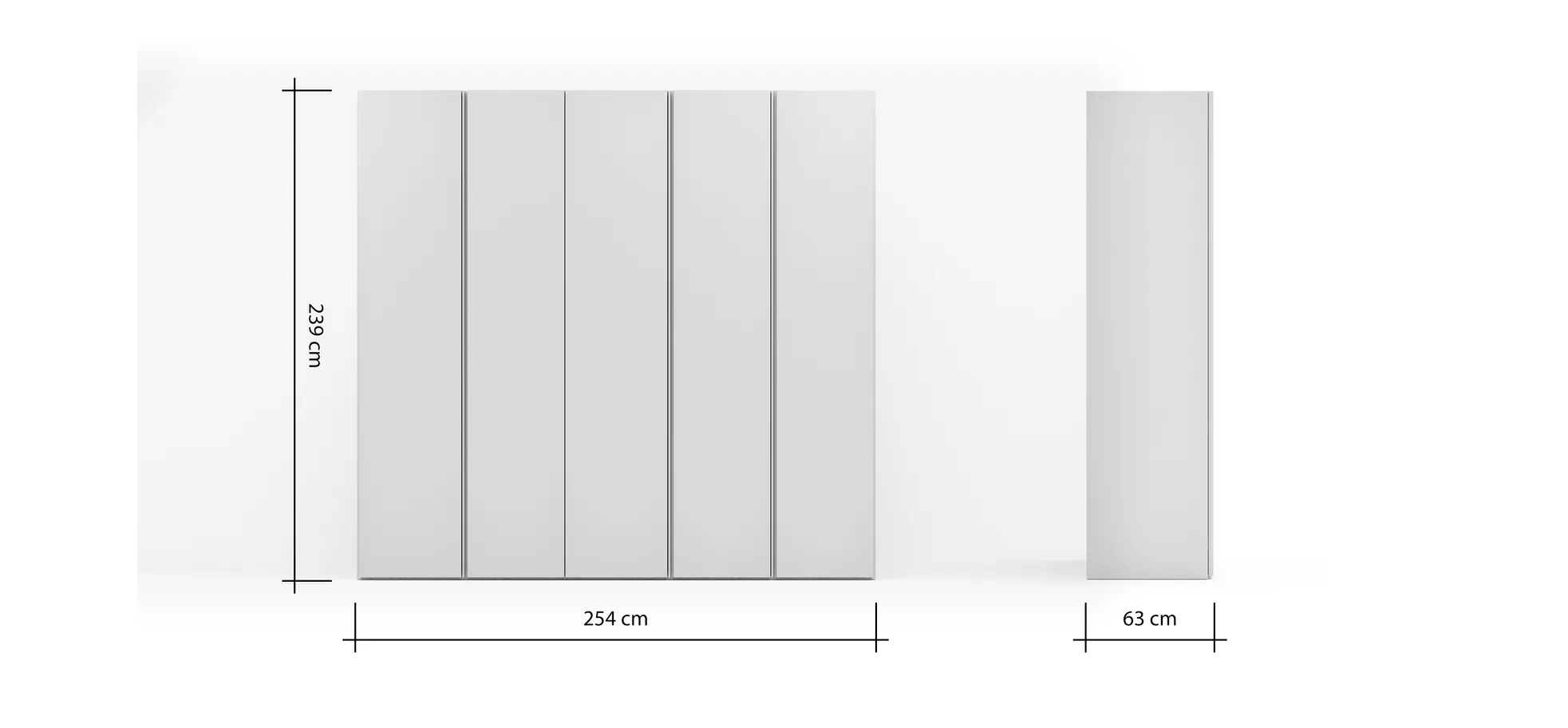 Drehtürenschrank Loretto - B ca. 254 cm, Melamin matt, Weiß