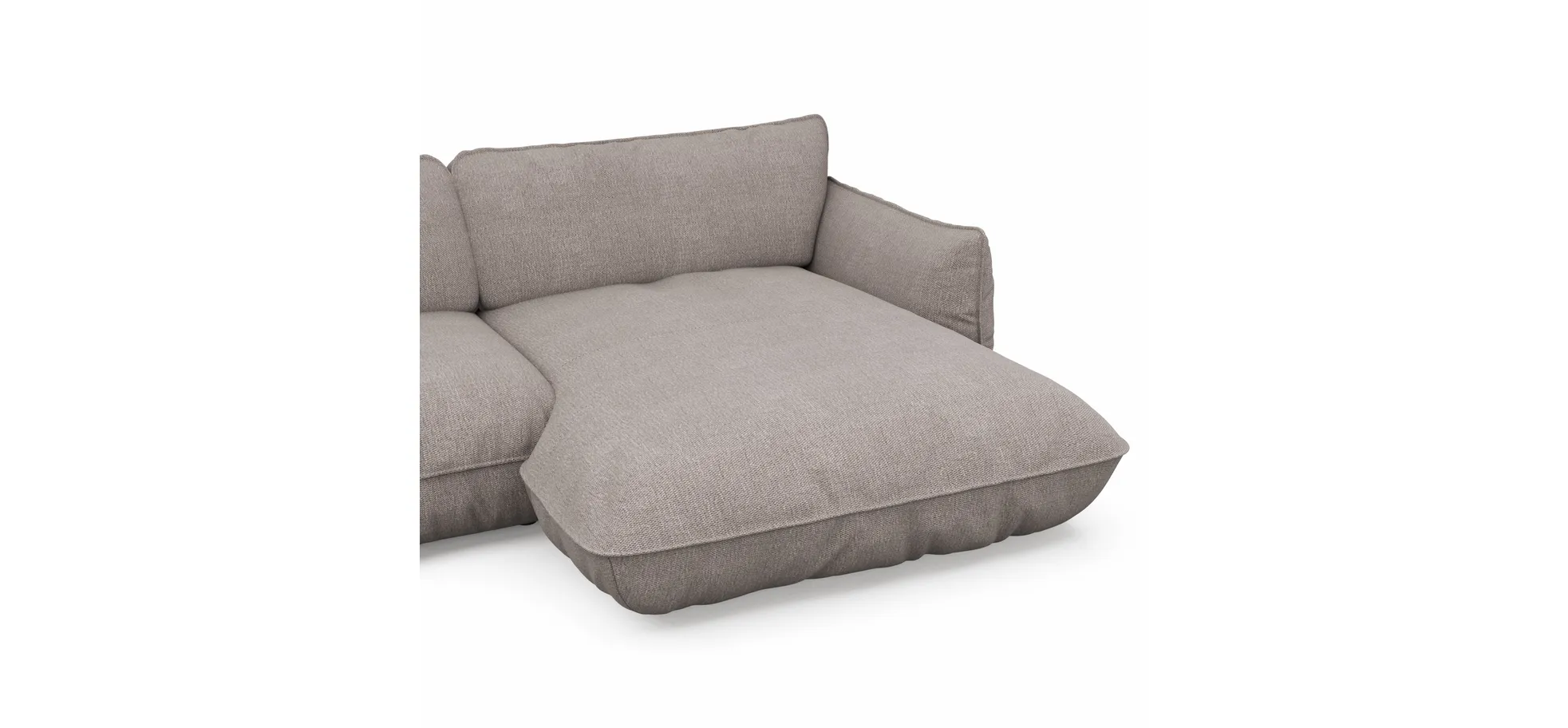 Ecksofa Fluffy - 2,5-Sitzer mit Longchair rechts inkl. Rückenlehne verstellbar, Stoff, Taupe