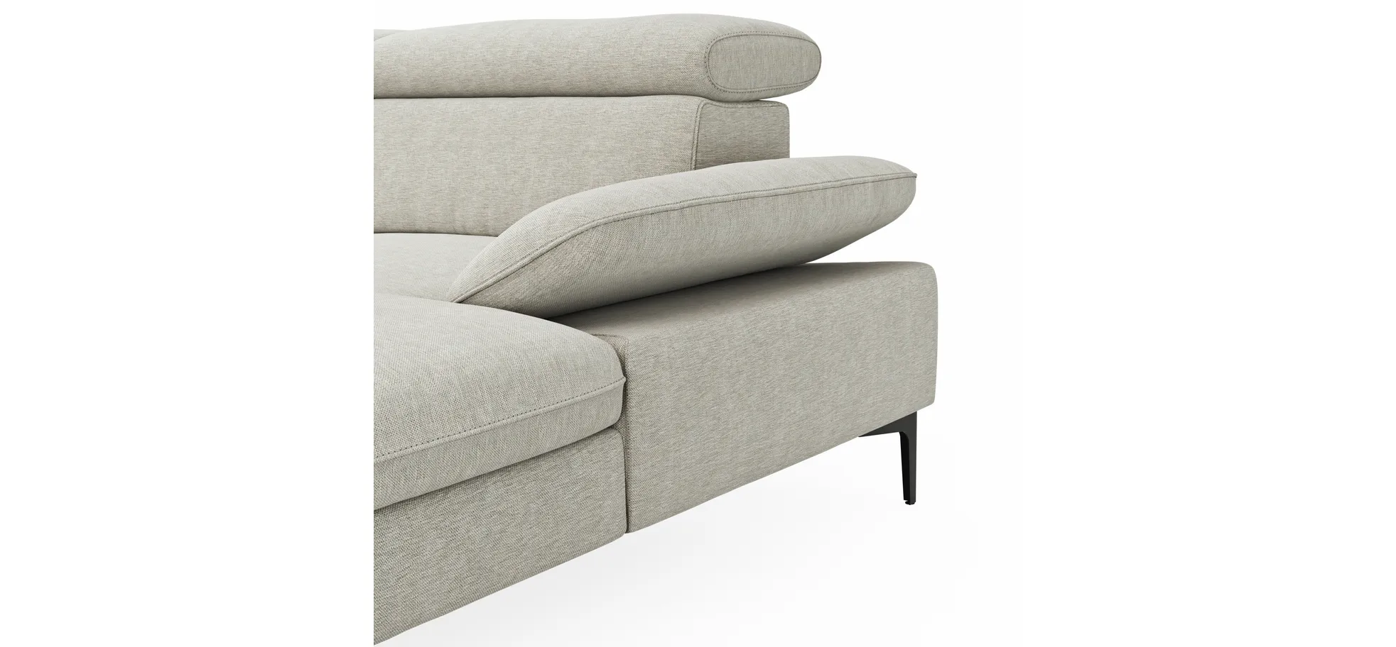 Ecksofa Felipa - 2,5-Sitzer mit Longchair rechts inkl. Armlehne verstellbar und Rückenlehne/Sitztiefe verstellbar (motorisch), Stoff, Natur
