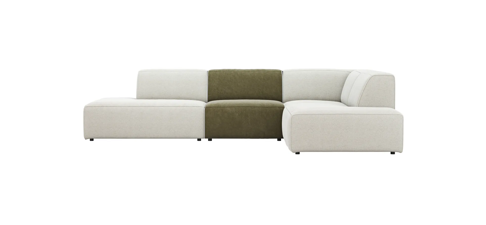 Ecksofa Elementos - Abschlusselement mit 1-Sitzer und Ecke rechts, Stoff, Natur 1050763