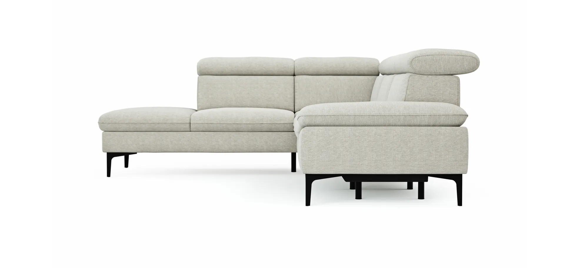 Ecksofa Felipa - Ecke links mit 2,5-Sitzer inkl. Armlehne verstellbar und Rückenlehne/Sitztiefe verstellbar (motorisch), Stoff, Natur