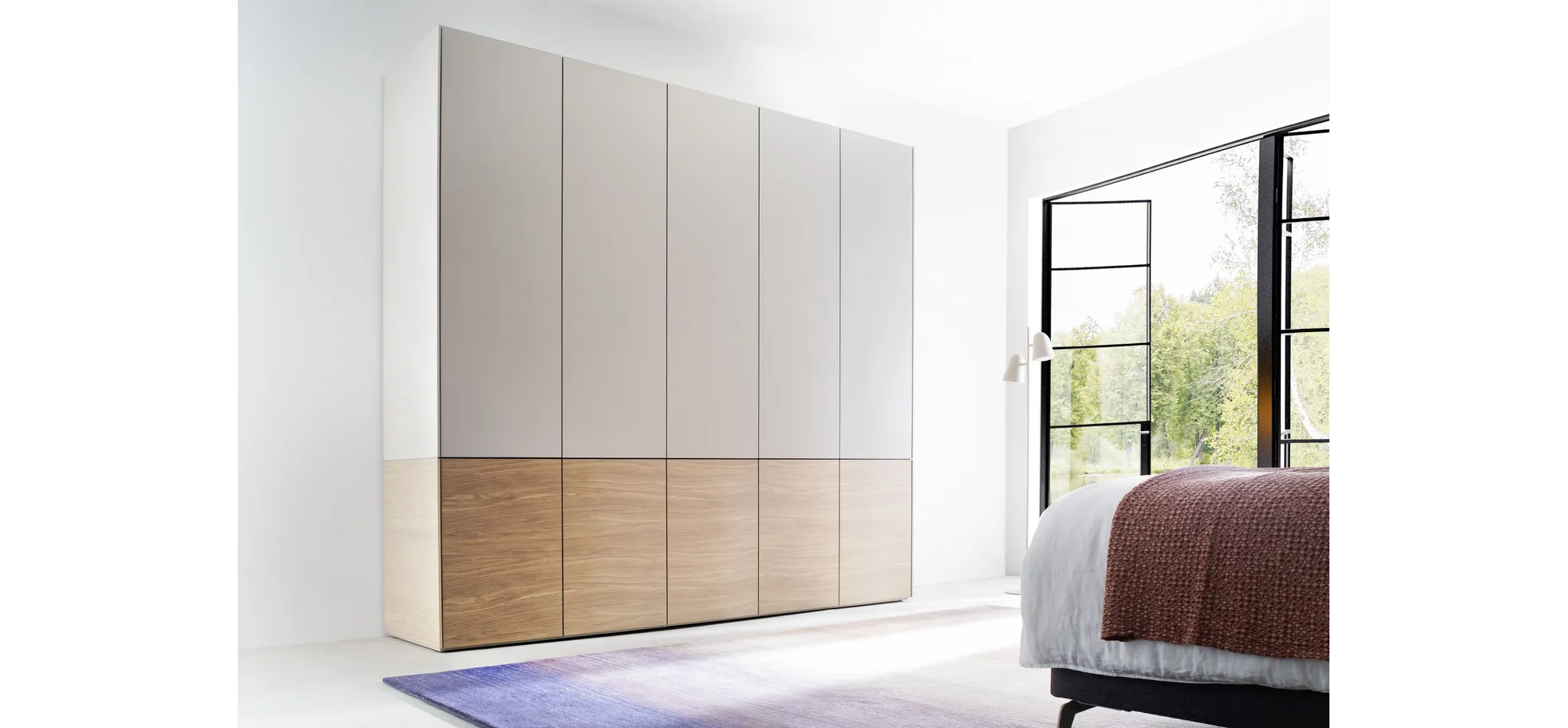 Drehtürenschrank Matera - BHT ca. 251x235x60 cm, Lack Matt, Kaschmir, Eiche, Milk